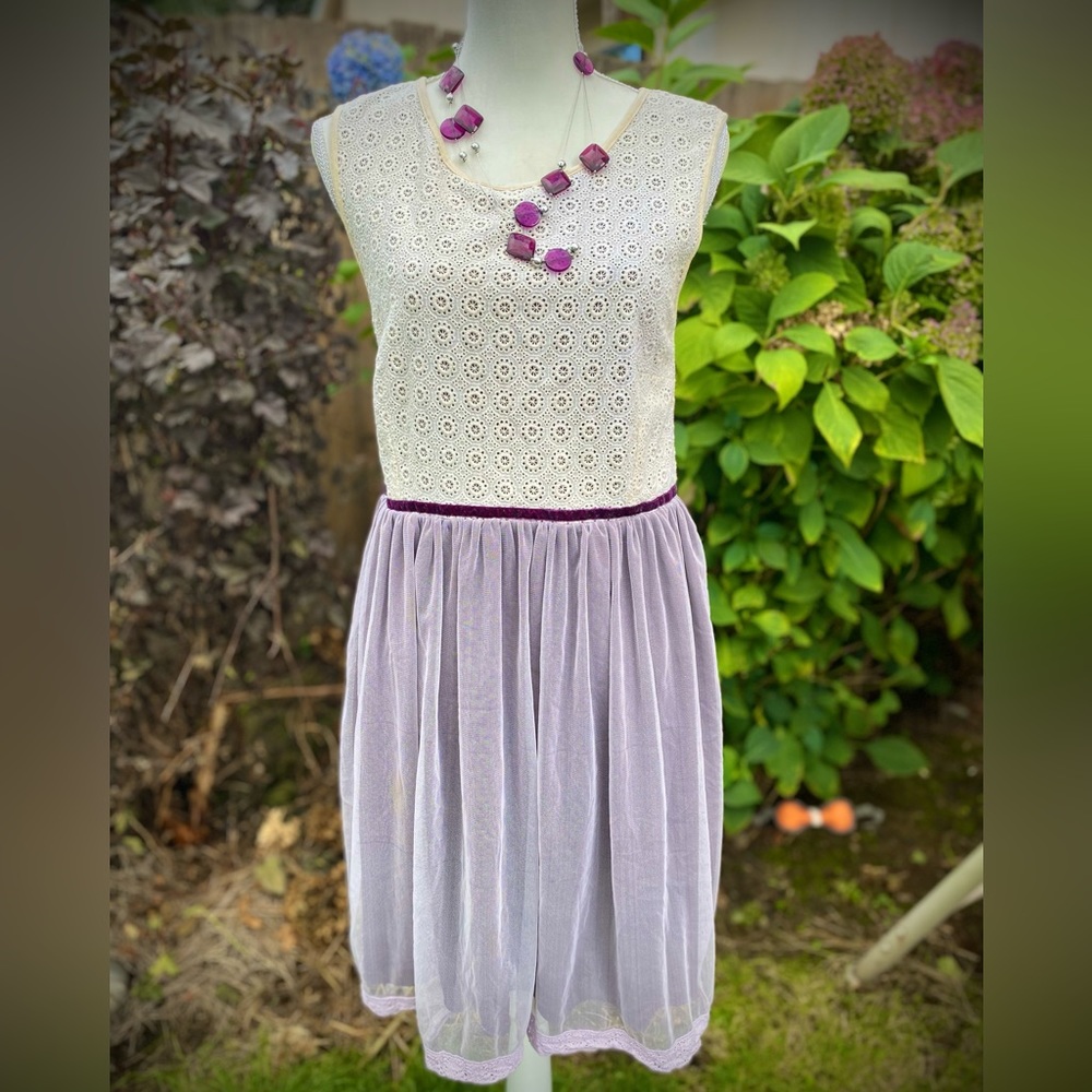 Knitted Dove Eyelet Lace Dress